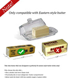 Bezrat Glass Butter Dish with Lid - Elegant Slim Tidy Cover with Handle - Crystal Clear Rectangular 2 Piece Design