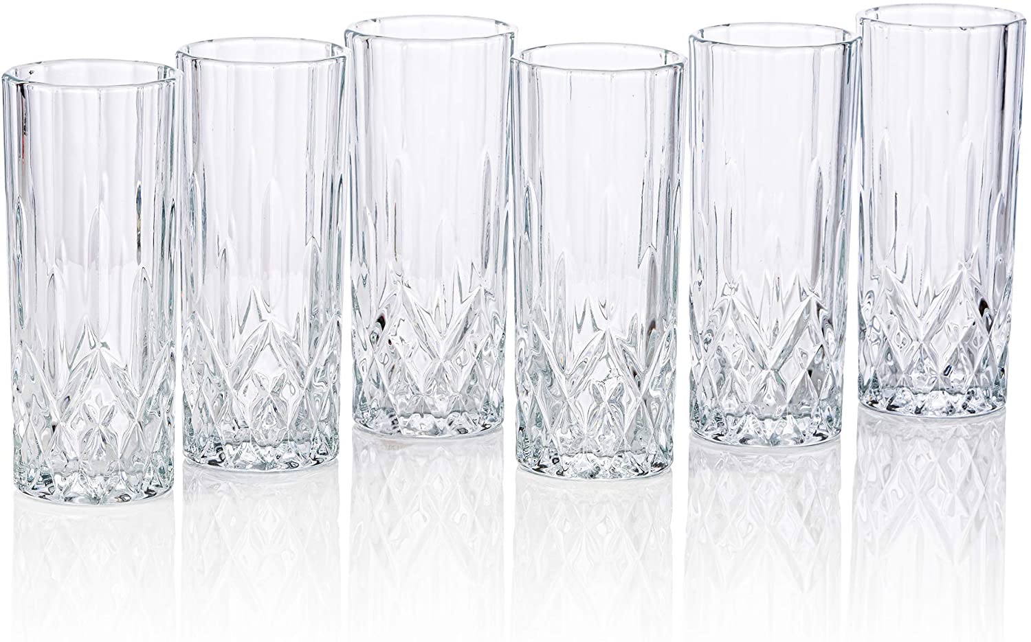 Blue Water Glasses Set 6 Drinking Glassware Highball Juice Tumblers  Beverage Bar