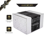 Bezrat Old Fashioned Whiskey Glasses Set - + 8 Whisky Chilling Stones and accessories on Wooden Tray – 4 Scotch Bourbon Glasses – Granite Chilling Rocks