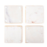 Bezrat Marble Coasters for Drinks - Square - Modern Gold Edge Agate Stone Coaster - Protect Table/Furniture from Water Marks Scratch and Damage