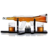 Whiskey Decanter Set + 2 Whisky Glasses on Rich Wood Classic Mahogany Base Tray with Chilling Stones Gift Packaging - Whiskey Dispenser for Liquor Scotch Bourbon - Christmas Holiday Gift