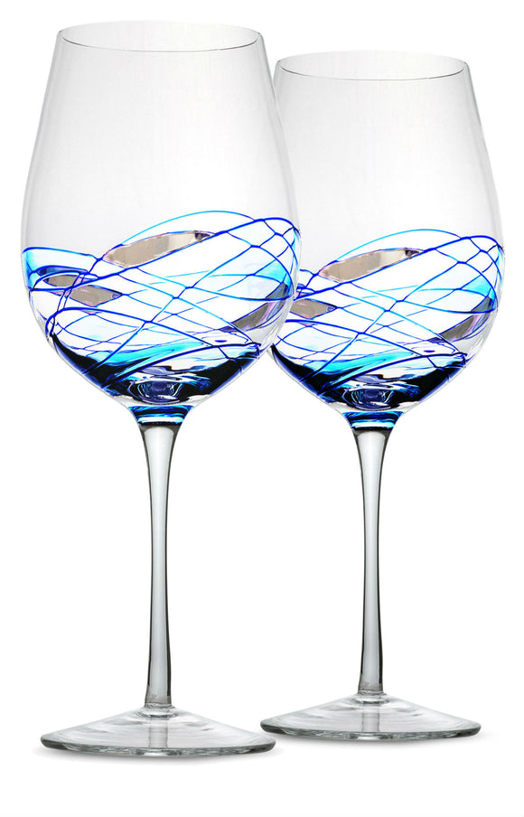 Bezrat Wine Glasses Set of 2, Hand Painted Wine Glasses, Drinkware Essentials, 11