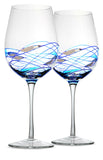 Bezrat Wine Glasses Set of 2, Hand Painted Wine Glasses, Drinkware Essentials, 11" H, 28oz Wine Lover Large Wine Glass, Glassware Gifts Ideas for Women Inspired by The 'Duomo di Milano' (Blue)