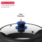 Vented Collapsible Silicone and Glass Microwave Plate Cover | Large 12-inch Splatter Guard Lid | 100% Food Grade | Dishwasher Safe (Black)