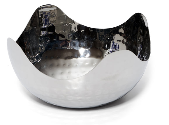 Bezrat Hammered Stainless Steel Serving Bowl –Multipurpose Decorative Metal Wave Bowl (6
